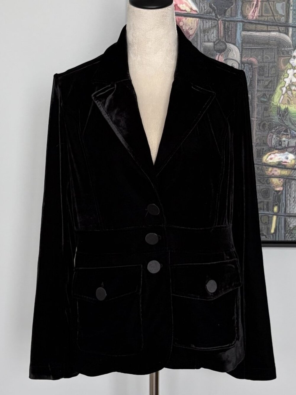 NWOT Joie Black Velvet Blazer L